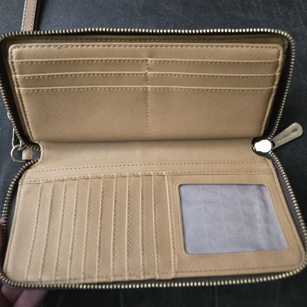 MICHAEL Michael Kors Brown and Gold Wristlet Wallet - Picture 2 of 3